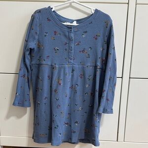 GAP Kids Light Blue Floral Waffle-Knit Henley Top